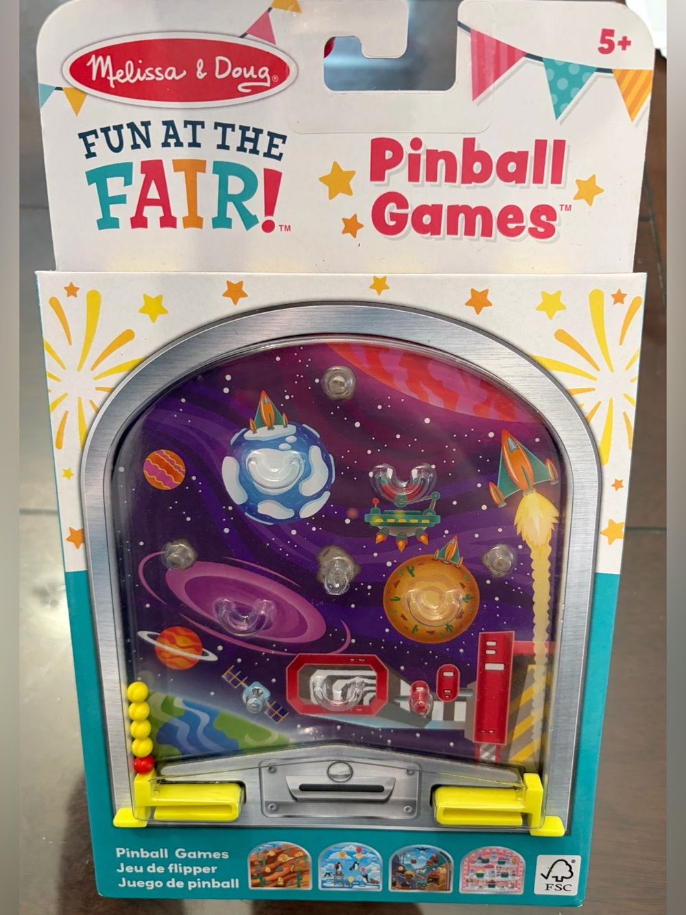 Melissa & Doug Purple Space Pinball Game with Yellow Launch Buttons